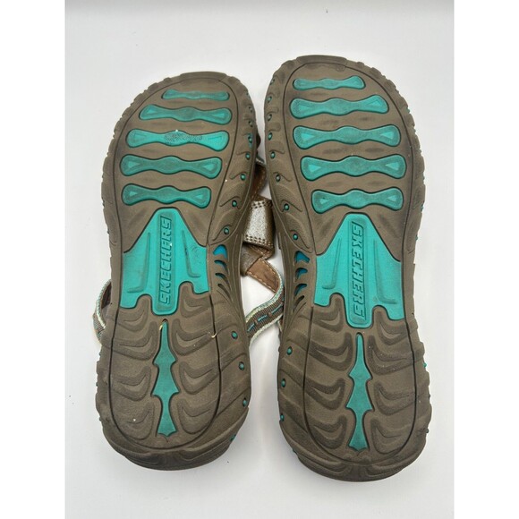 Skechers Reggae Soundstage Women's 9 Taupe Leather Toe Post Slide Sandals 46720 - Picture 7 of 8
